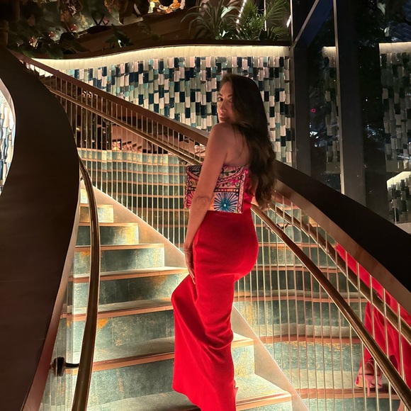 REVOLVE Red Strapless Cutout Evening Gown - Picture 4 of 5